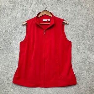 Zenergy Chicos Vest 2 Women L Red Zip Pockets Golf Lightweight Layering Active
